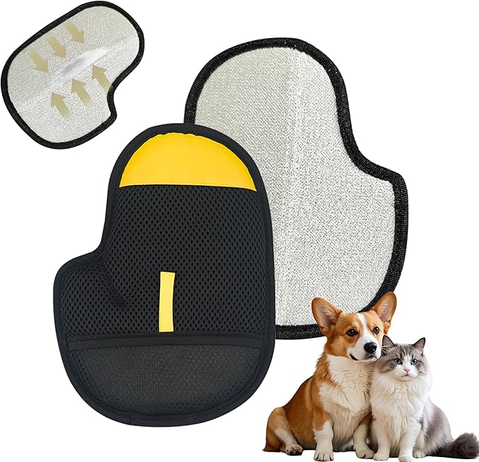 Pet Hair Removal Glove for Dogs Electrostatic Pet Gloves Hair Removal for Cats Animal Fur Grooming Mitt Reusable Magic Brush Hair Remover Tool for Carpet, Clothing, Laundry, Couch, Car Seat