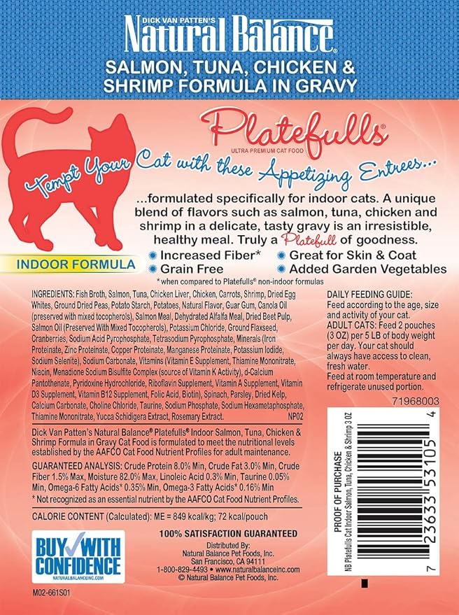 Natural Balance Grain-Free Platefulls Variety Pack Six Flavors: Turkey, Salmon & Chicken, Chicken Giblets, Cod & Sole, Salmon & Tuna, and Mackerel + Pet Paws Notepad - 3 Ounces Each (12 Pouches Total)
