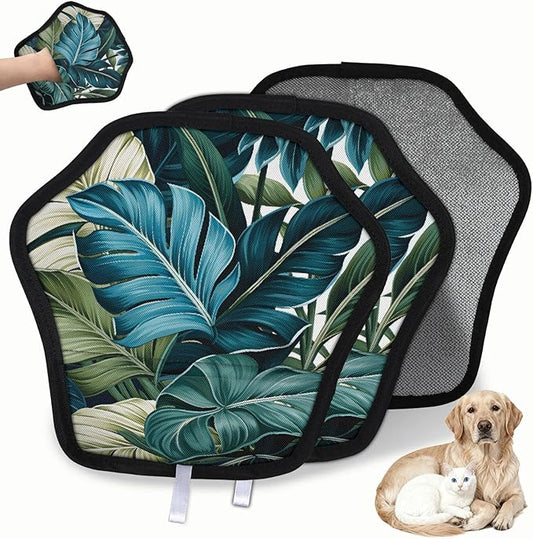 Lush Palm Leaf Electrostatic Pet Hair Removal Glove for Cats & Dogs - Reusable Grooming Mitt for Couch, Carpet, Car Seat & Laundry - Large 9x9 Inch