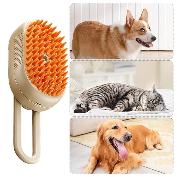 Pet Brush for Cats - Cat Shedding Brush Dog Grooming Supplies - Rechargeable Hair Remover Massage Tools for Cleaning Dematting Undercoat Removal Long Short Small Animals