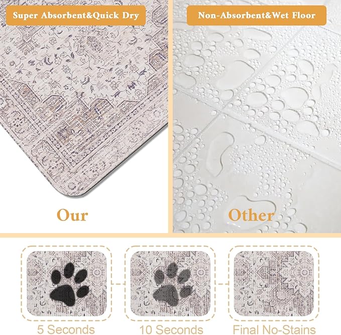 Dog Food Mat for Floors Waterproof Quick Dry Pet Placemat Cat Feeding Bowls Mats for Food and Water, Eco-Friendly Dog Accessories Diatomite Pets Supplies 17" X 30"