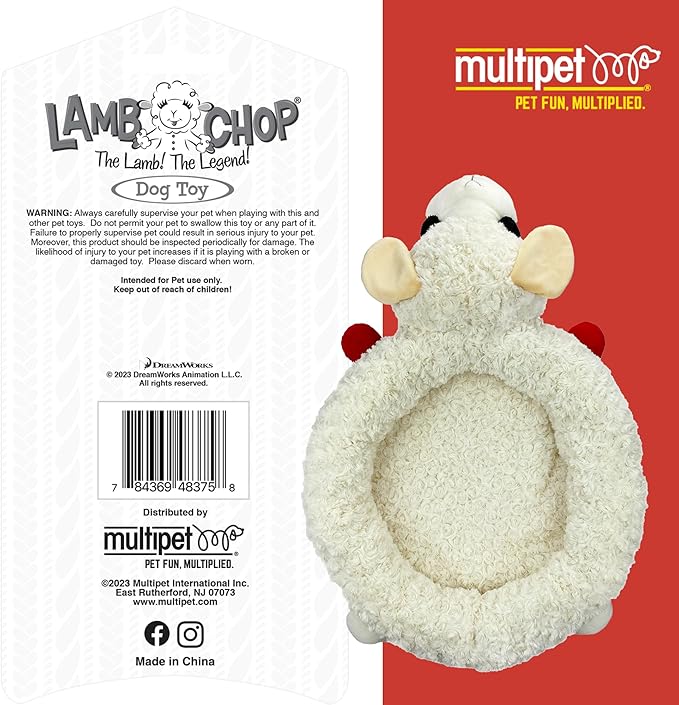 Multipet Lamb Chop Dog Bed - Ultra Plush Polyester w/ Removable Soft Foam & Non-Skid Bottom - Gentle Machine Washable - Durable Dog Bed for All Dogs (27", White)