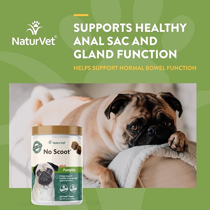 NaturVet – Advanced Probiotics & Enzymes|Supports and Balances Pets with Sensitive Stomachs & Digestive Issues 8 oz & No Scoot for Dogs - 120 Soft Chews - Supports Healthy Anal Gland & Bowel Function
