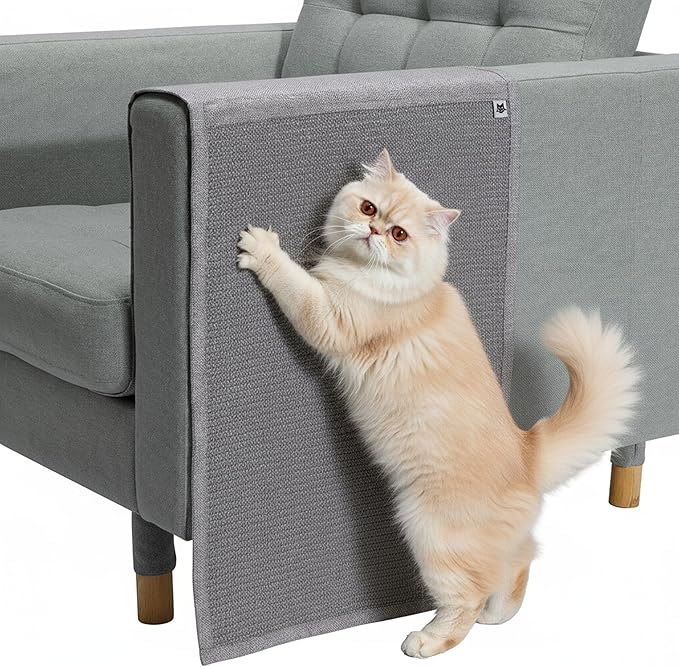 The Cat Ladies Cat Scratch Furniture Protector Mat - Couch Protector from Claws - Anti Scratch Furniture Protectors from Cats Scratching - Sisal Scratcher Pad - Grey