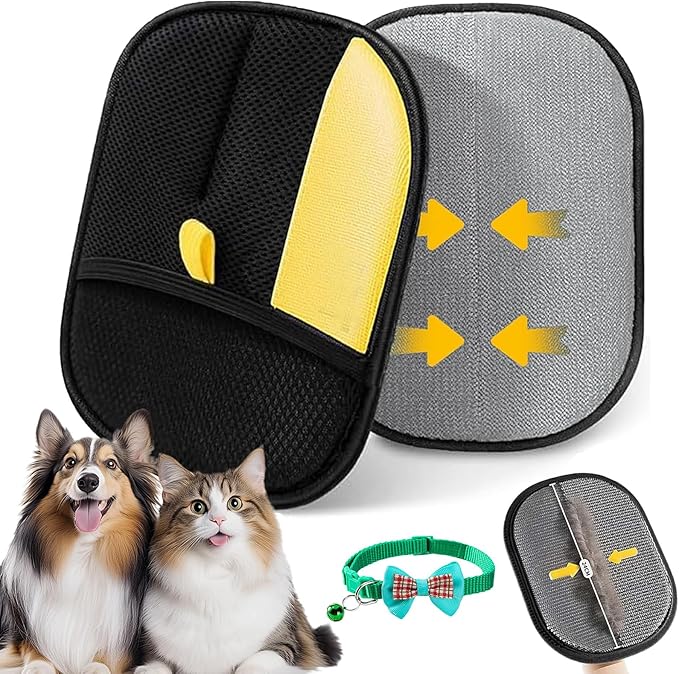 Pet Hair Remover Glove, Reusable Double Sided Electrostatic Pet Hair Remover Glove, Washable Pet Grooming Gloves - Effort-Free Clean, for Clothing/Couch/Furniture/Carpet/Car Seat (1PC)
