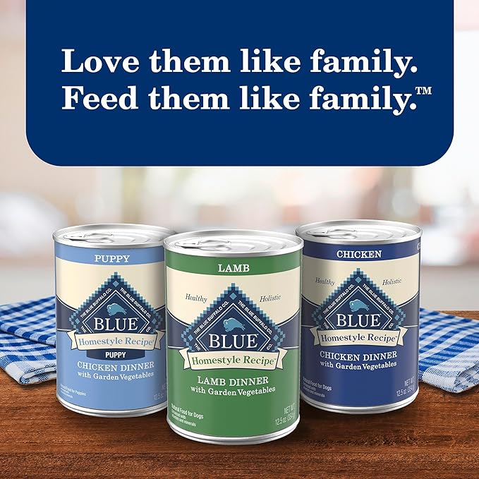 Blue Buffalo Homestyle Recipe Lamb Dinner with Garden Vegetables Wet Dog Food for Adult Dogs, Chicken Recipe, 12.5 oz. Cans, 3 Count