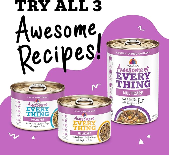 Weruva Awesome Everything Wet Dog Food, Beef and Red Rice Recipe with Veggies in Broth, 6oz Can, Pack of 8