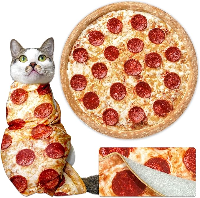 Cat Wrap for Cutting Nails, Tortilla Blanket Pet Supplies Cat Washing Bag, Burrito Blanket Cat Restraint for Nail Clipping, Multifunctional Pet Tool Gifts for Cat Lovers (L (within 14lbs), Pizza)