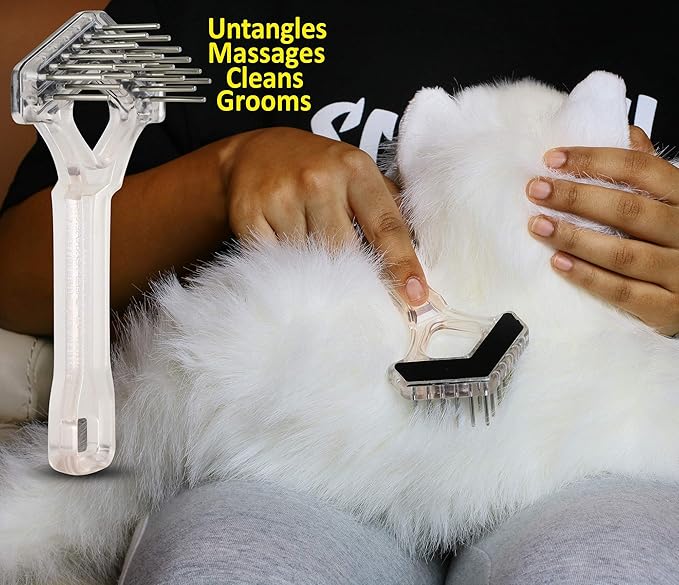Mini-Rake V-Shaped with 1" Double-Row Rotating Teeth (Aqua-Blue/Black Top)
