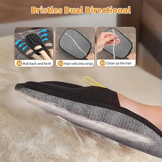 2PCS Durable Pet Hair Removal Gloves for Dogs & Cats,Upgraded 5-Finger Electrostatic Pet Hair Remover Glove &Magic Brush Pet Hair Remover Tool for Pet Hair for Couch, Car Seats & Clothes