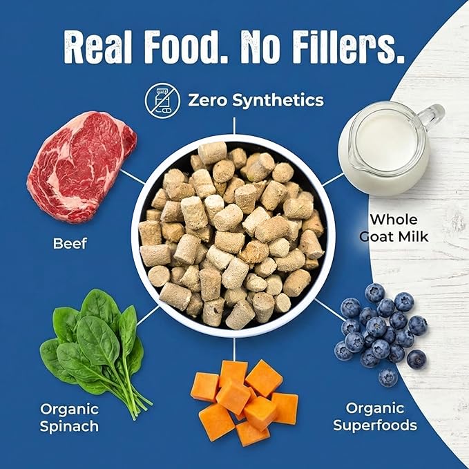 Shepherd Boy Farms Freeze-Dried Beef Cat Food – High-Protein, Grain-Free, Made with Organic Superfoods & Goat’s Milk (12oz)