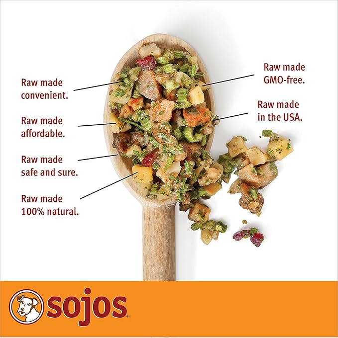 SOJOS Complete Grain Free Freeze-Dried Turkey Raw Natural Dry Dog Food Mix, 8-Pound Bag