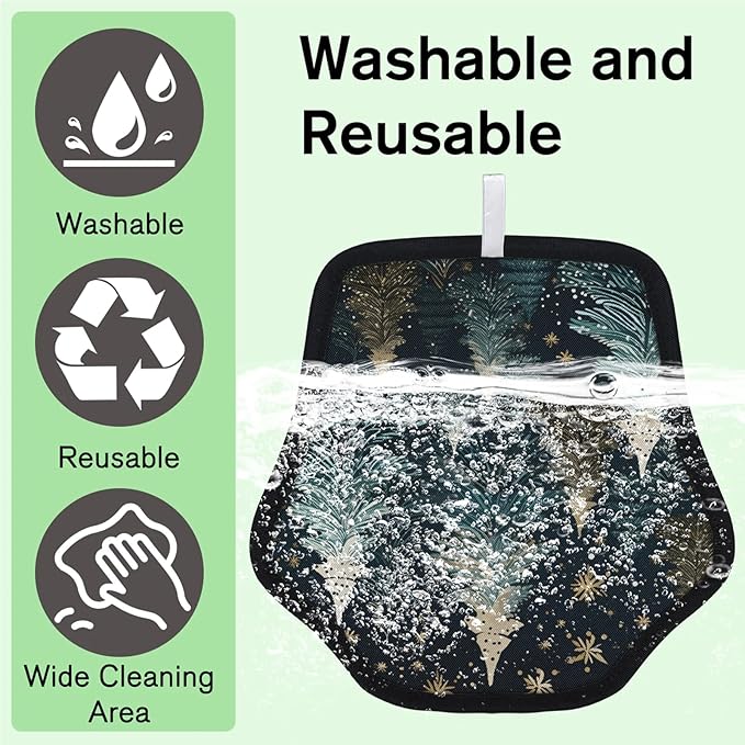 Reusable Pet Hair Removal Glove Winter Trees Magic Brush for Cat & Dog Hair Remover for Car, Sofa, Bedding, Clothes - 9x9 Mitt Washable