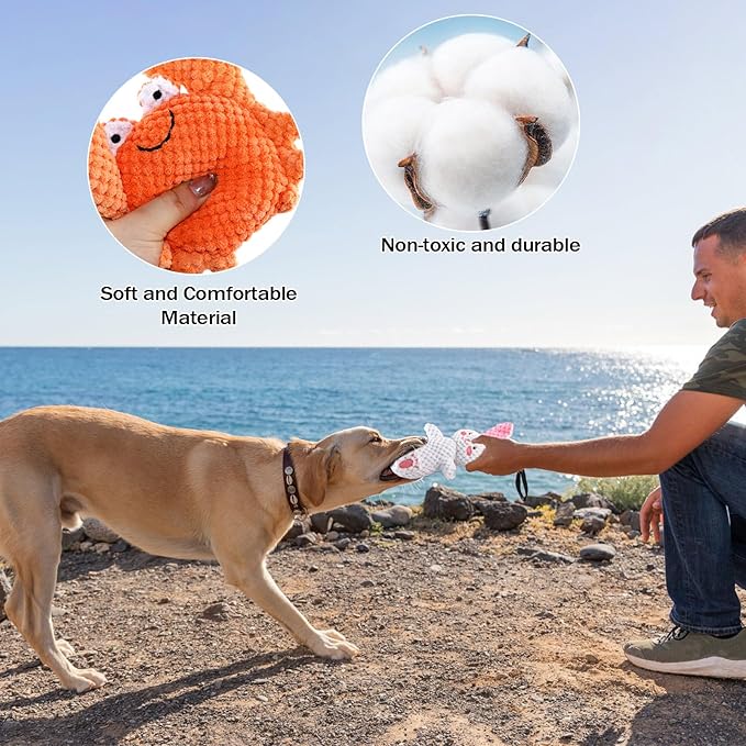 2 Pack Plush Squeakay Dog Toys,Soft Stuffed Dog Toys with Gentle Squeaker for Small & Medium Dogs,Indoor Play