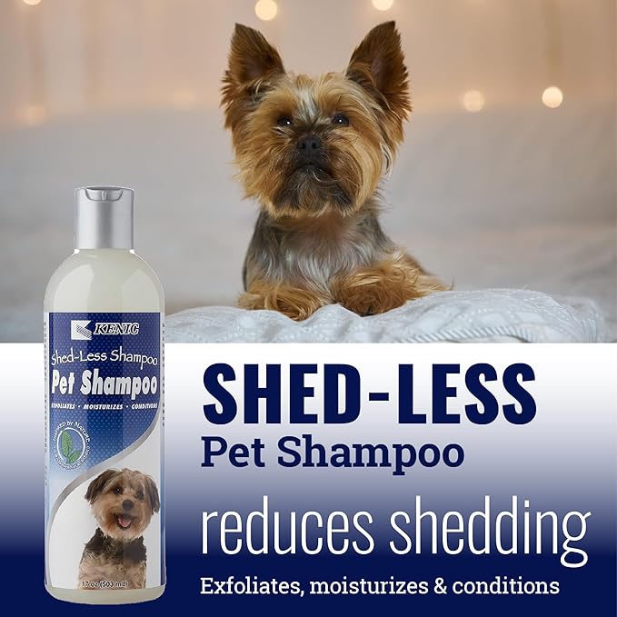 Kenic De-Shedding Dog Shampoo – Reduces Shedding with Omega-3, Omega-6, Vitamin E & B5, Gentle Conditioning Coat-Care Formula, Made in USA