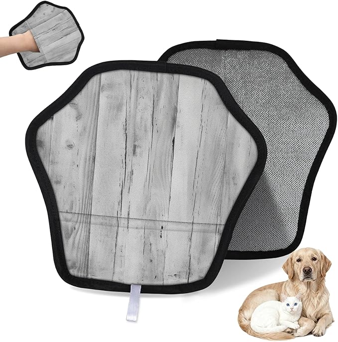 Reusable Pet Hair Removal Glove Wood Grain Magic Brush for Cat & Dog Hair Remover for Car, Sofa, Bedding, Clothes - 9x9 Mitt Washable