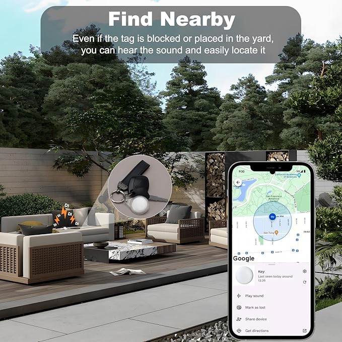 (Android Only) Google Certified Android Tracker, Key Tracking Tag, Item Finder and Wallet Tracker, Works with Google Find My Device App, Smart Tracker Tag for Keys, Luggage, Wallets, Pets (White)