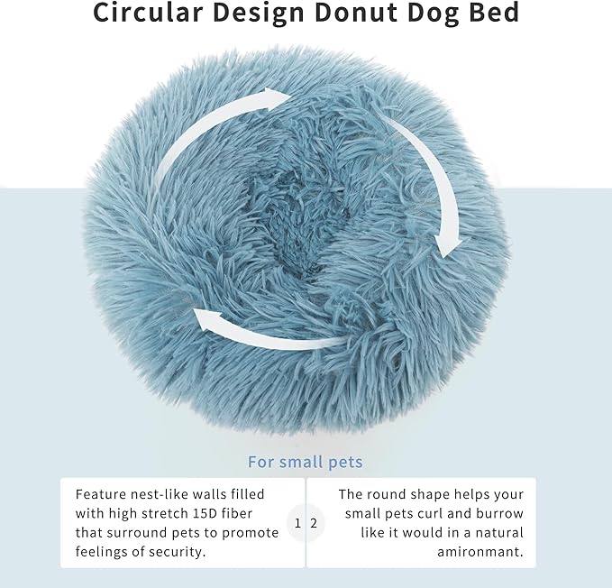 Chinchilla Bed Blue for Cage Fluffy Round Beds for Small Animals Washable Anti Slip