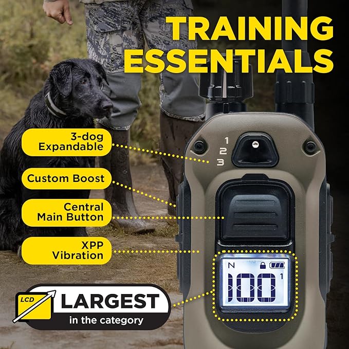 Dogtra 1900X E-Collar with Remote [New Edition] 35 lbs+, 3/4 Mile Range, LED Light, 100 Levels of Precise Control for Stubborn Dogs, Waterproof, Boost for Quick Recall, Vibration, Safety Lock & Tone