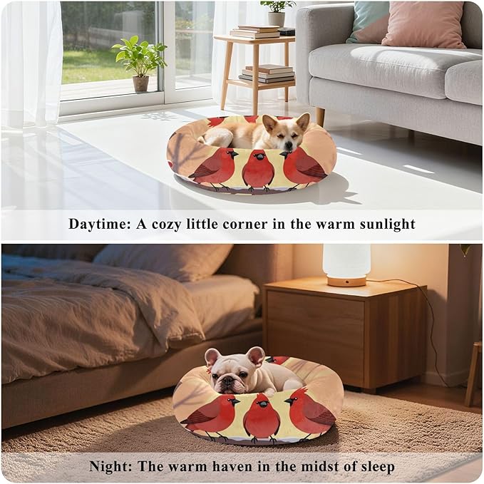 Pet Cat Beds Removable & Washable fluffier Puppy Beds for Medium Size Pets Supplies Winter Bird Scenery