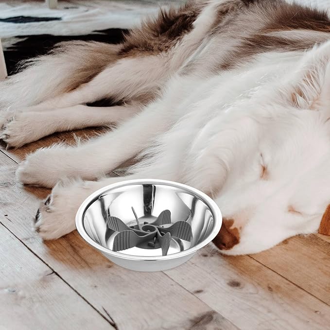 UPKOCH Silicone Puppy Slow Feeder Bowl Insert Gray Soft Slow Eating Dog Food Bowl for Small Breeds Pet Feeding Supplies
