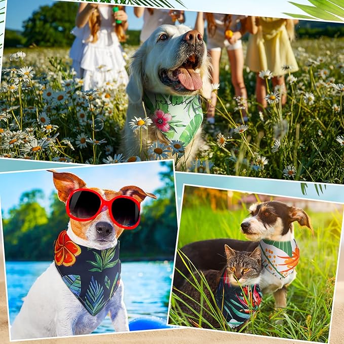 Kacctyen 100 Pcs Dog Bandanas Summer Bulk Hawaiian Dog Adjustable Cute Washable Triangle Kerchief Scarf Bibs for Small to Medium Pet Seasonal Party Costume Accessories