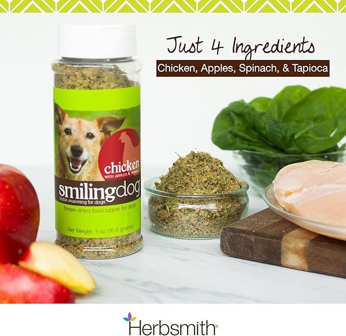 Herbsmith Kibble Seasoning – Freeze Dried Chicken – DIY Raw Coated Kibble Mixer - Dog Food Topper for Picky Eaters, 3 oz [Bundle x3 Units]