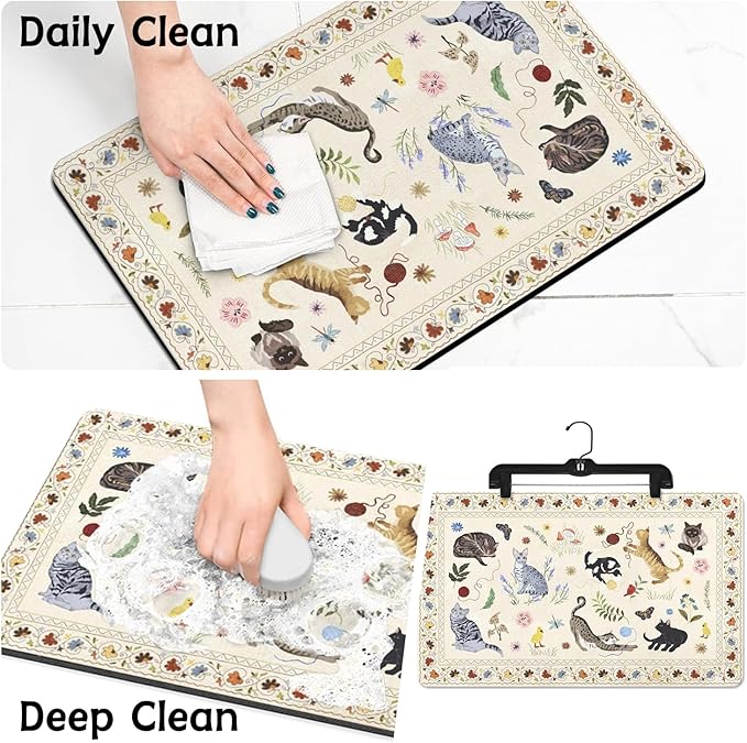 Dog Food Mats for Floors Absorbent, Non-Slip Quick Dry Dog Mat for Food and Water, Cat Pet Food Mat Pet Supplies