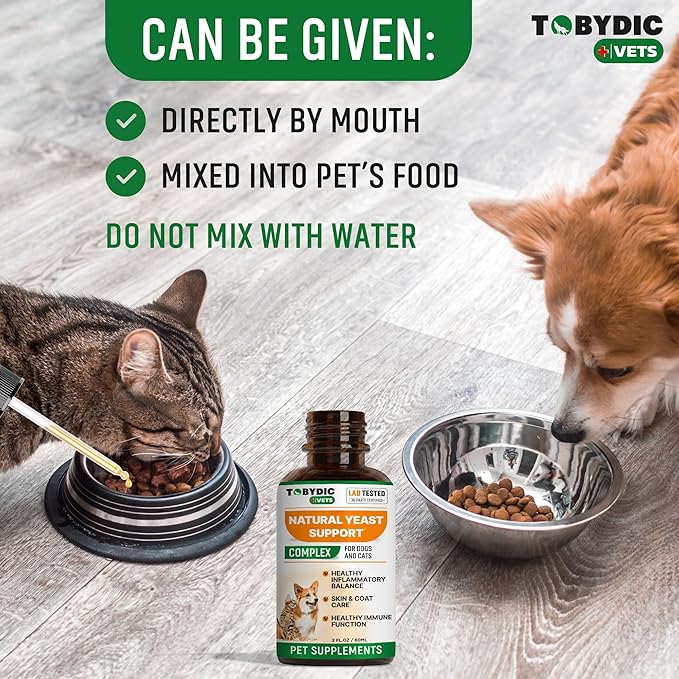 Natural Cats & Dog Yeast Infection Relief - Itchy Skin & Ear Treatment - Reduces Irritation & Relieves Itching and Allergy - Herbal Medicine Drops Supplement - Made in USA