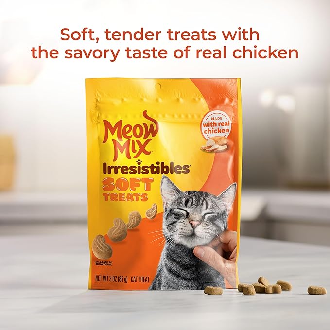 Meow Mix Irresistibles Soft Cat Treats, White Meat Chicken, 3 Ounce (Pack of 5)