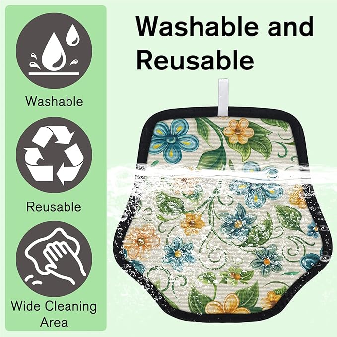 Reusable Pet Hair Removal Glove Cute Flower Leaf Magic Brush for Cat & Dog Hair Remover for Car, Sofa, Bedding, Clothes - 9x9 Mitt Washable