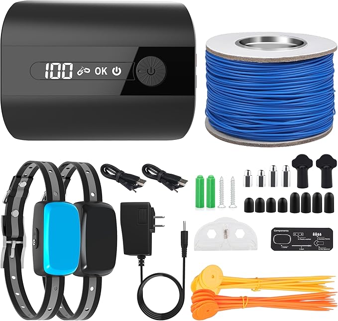 Underground Dog Fence System - Extremely Professional Electric Fence for Dogs for Easy Setup and Waterproof, Wireless Collars with Tone/Shock for 2 Dogs