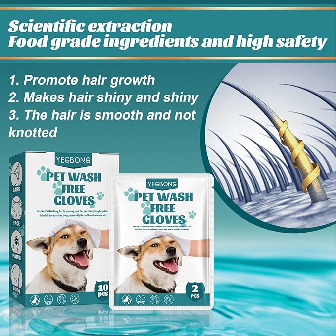 10PCS Pet Grooming Glove Wipes, Soft Comfortable Extra Thick Non Woven Disposable Gloves for Dogs Cats Paws Face Ear Fur and Butt