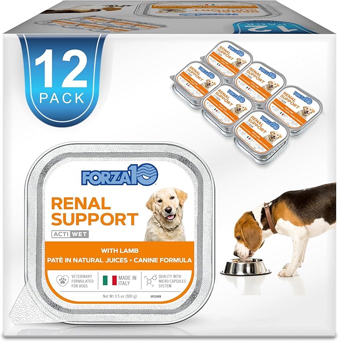 Forza10 - Dog Food, Vet Formulated Wet Dog Food for Kidney Support, Non-GMO, Lamb Flavor, Made in Italy (3.5 oz, 12 Pack)