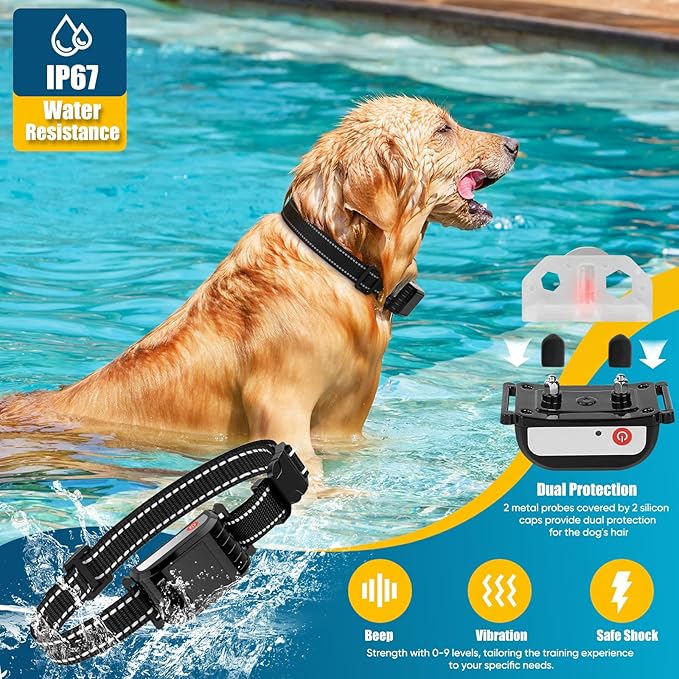Wireless Dog Fence, Electric Fence System with Big LCD Color Screen, Portable Wireless Pet Fence with Remote Training collar, Dog Perimeter Collar, Adjustable for Small Medium Big Dogs (For 2 Dogs)