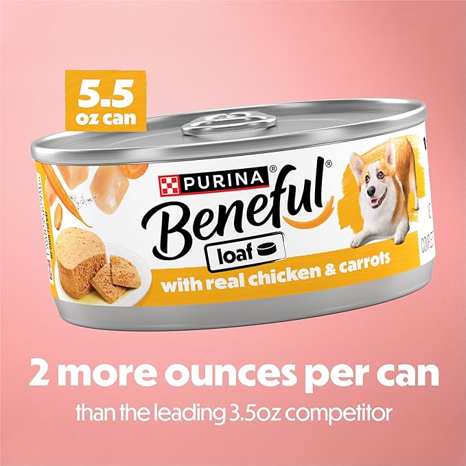 Purina Beneful with Real Chicken and Carrots Wet Dog Food Loaf - 5.5 oz Can (Pack of 12)
