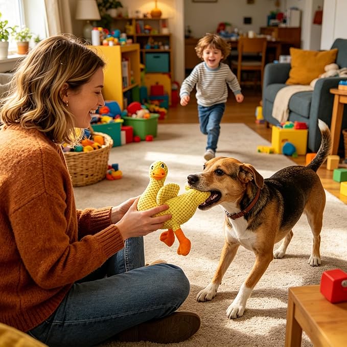Dog Chew Toys - Squeaky Duck Interactive Pet Supplies,Chew with Sound for Puppy Play | Small Medium Large Breed Home Travel Daily Outdoor