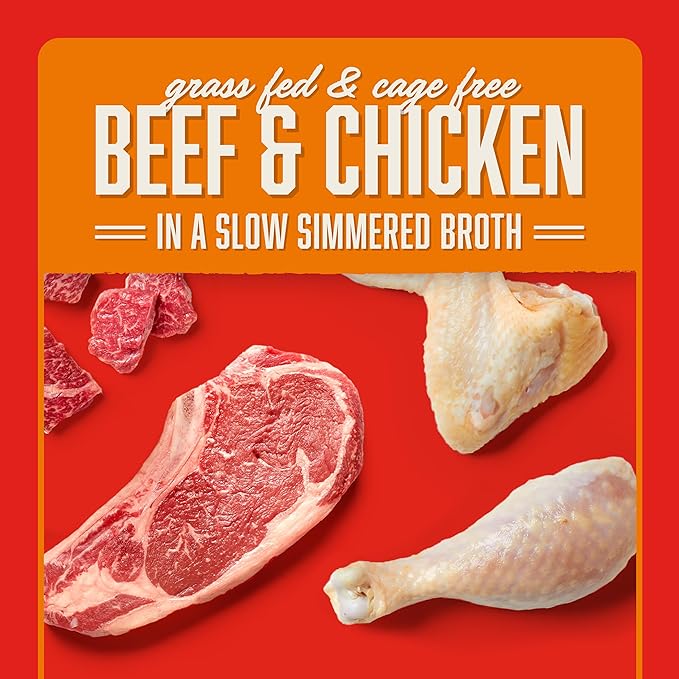 Stella & Chewy's Grass Fed Beef & Chicken Shredrs - Premium Dog Food Pouches - Perfect For Picky Eaters - 12 Pack, 2.8oz Each
