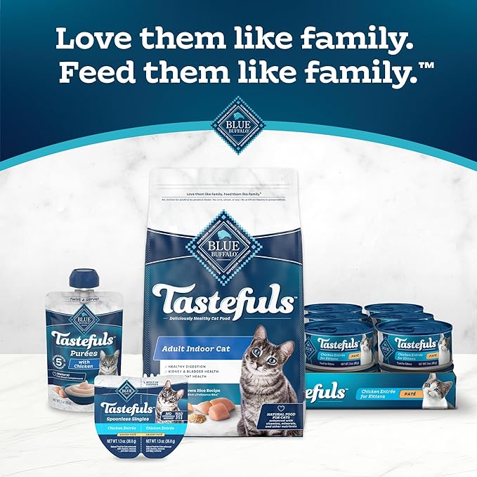 Blue Buffalo Tastefuls Wet Cat Food Paté Variety Pack Chicken Turkey & Chicken Ocean Fish & Tuna, 5.5 oz. Cans (12 Count)