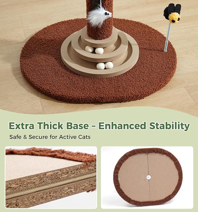 Made4Pets 42" Tall Cat Scratching Post with Sisal Rope, Interactive Hanging Balls, Toy Mouse and Two-Layer Ball Track Cat Toys, Palm Tree Cat Scratcher Tower for Indoor Cats and Kittens