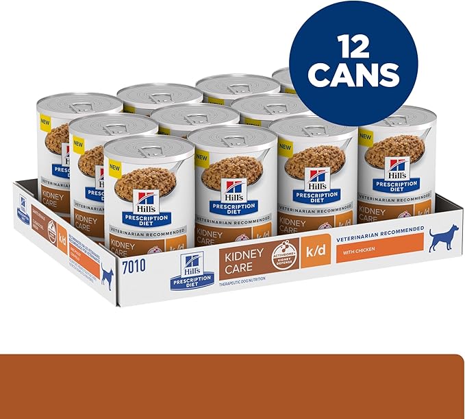 Hill's Prescription Diet k/d Kidney Care with Chicken Wet Dog Food, Renal Food, Veterinary Diet, 13 oz. Cans, 12-Pack