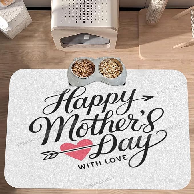 Pet Feeding Mat Absorbent Dog Mat for Food and Water Bowl Dog Accessories Happy Mother's Day Floral Gift for Mom Dd Pet Supplies Dogs Quick Dry Cat Water Dispenser Mats 18X12In