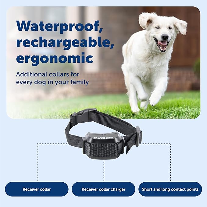 PetSafe YardMax Dog Fence Collar, Electric Dog Containment Waterproof Collar, Fits Dogs 5 lb & Up, Adjusts to Fit Neck Sizes 6-28 in, (Black) - from The Parent Company of Invisible Fence Brand