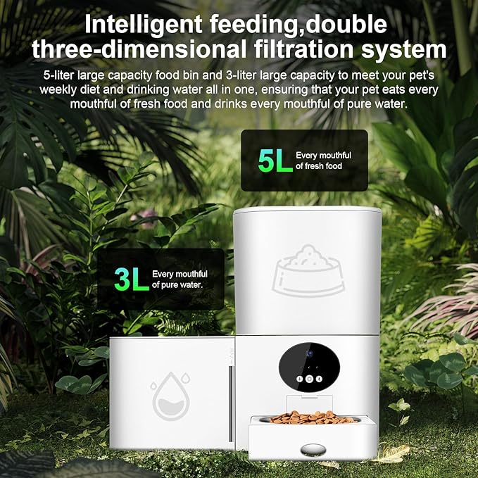 Upgraded Automatic Pet Feeder & Waterer, WiFi-Enabled Feeder Supports 2.4GHz & 5GHz, All-in-One Food and Water Dispenser with Remote Care for Every Meal