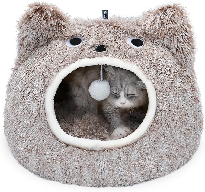 CATISM Cat Bed - Cat Beds for Indoor Cats, Soft Plush Cats Cave, Washable Cave for Kitty