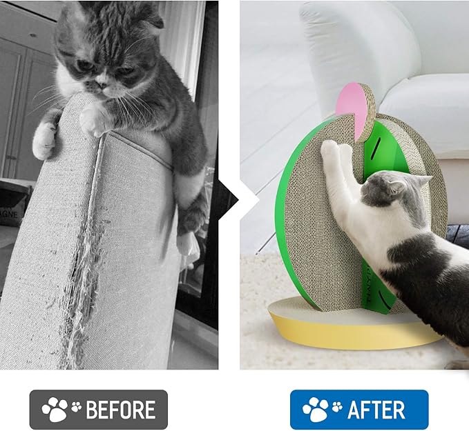 FluffyDream Cat Condo Scratcher Post Cardboard, Cactus Shape Cat Scratching House Bed Furniture Protector, Green Colour