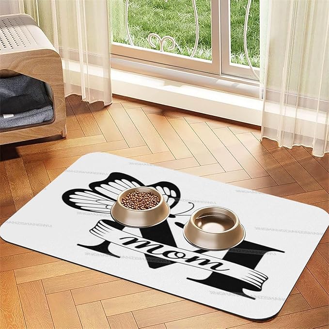 Pet Feeding Mat Absorbent Dog Mat for Food and Water Bowl Dog Accessories Happy Mother's Day Floral Gift for Mom Jw Pet Supplies Dogs Quick Dry Cat Water Dispenser Mats 18X12In