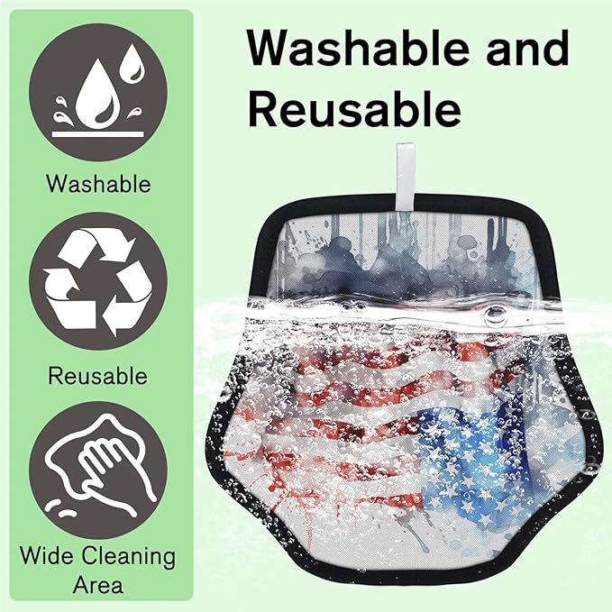 Watercolor Stars Stripes Electrostatic Pet Hair Removal Glove for Cats & Dogs - Reusable Grooming Mitt for Couch, Carpet, Car Seat & Laundry - Large 9x9 Inch