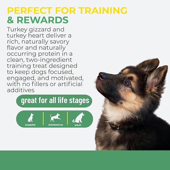 Momentum Carnivore Nutrition Freeze-Dried Turkey Training Bites – Two Ingredients-Turkey Gizzards and Hearts, All-Natural Dog Treats –Made in USA – Perfect for Training & Rewards- 2.5 oz Bag