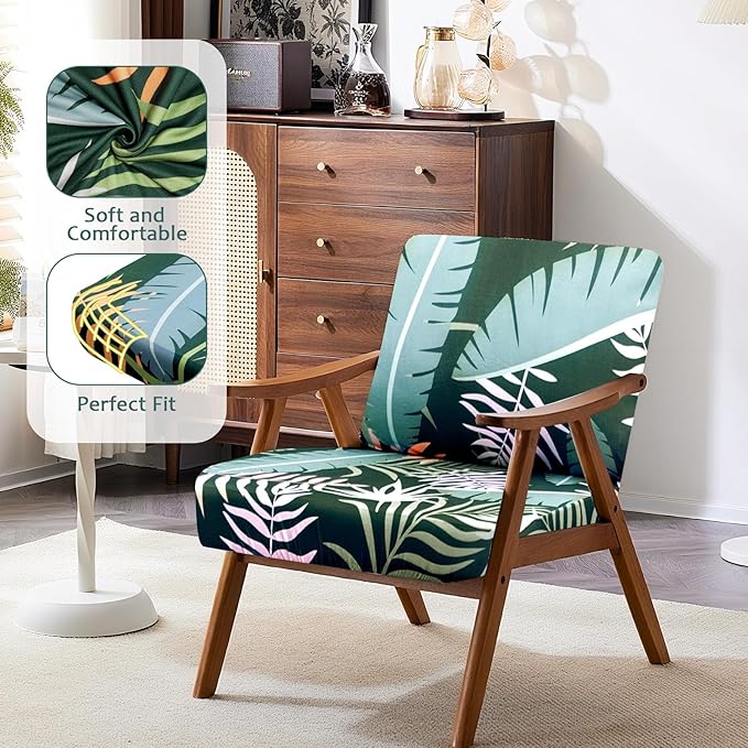 HANDONTIME Tropical Leaves Outdoor Cushion Covers 8pcs Olive Green Couch Cushion Covers Replacement Patio Couch Cover Sofa Cover Indoor Patio Cushion for Outdoor Furniture Washable, Cover Only